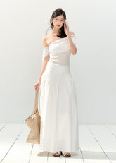 Off-Shoulder White Two-Piece Dress